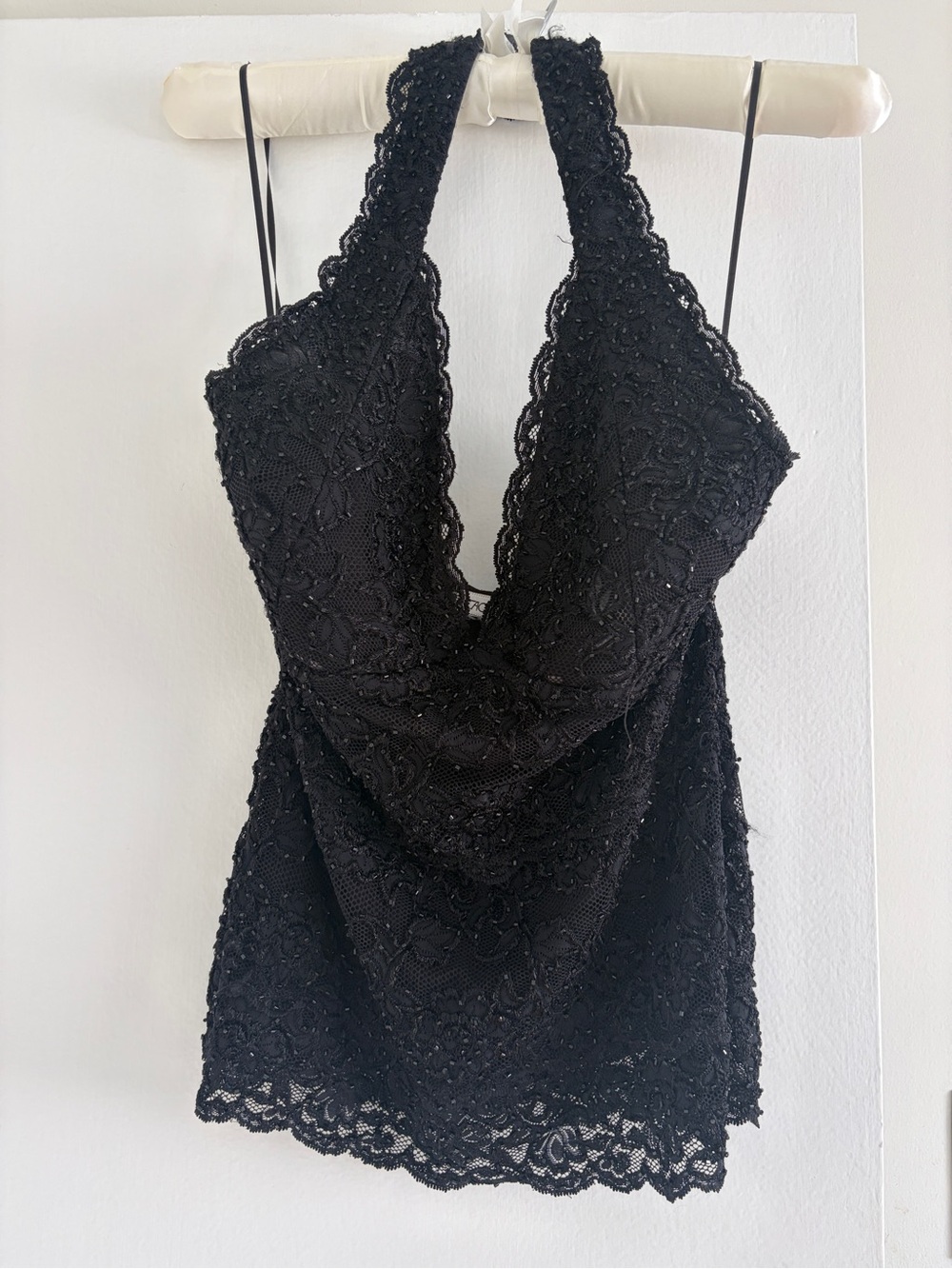 Black Beaded Halter Top